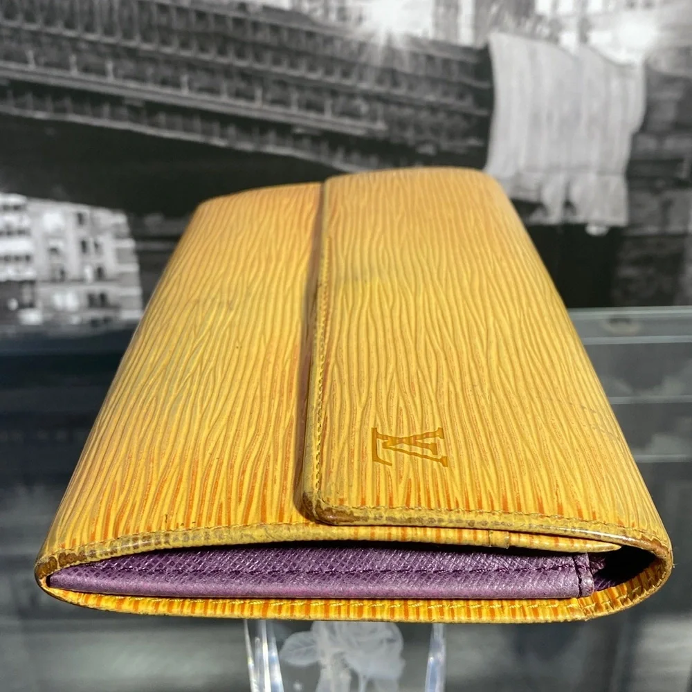 Authentic Louis Vuitton Yellow Epi Leather Sarah Wallet
